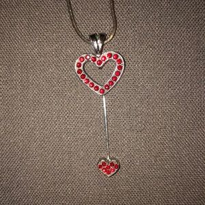 Silver and red hanging heart ❤️ necklace